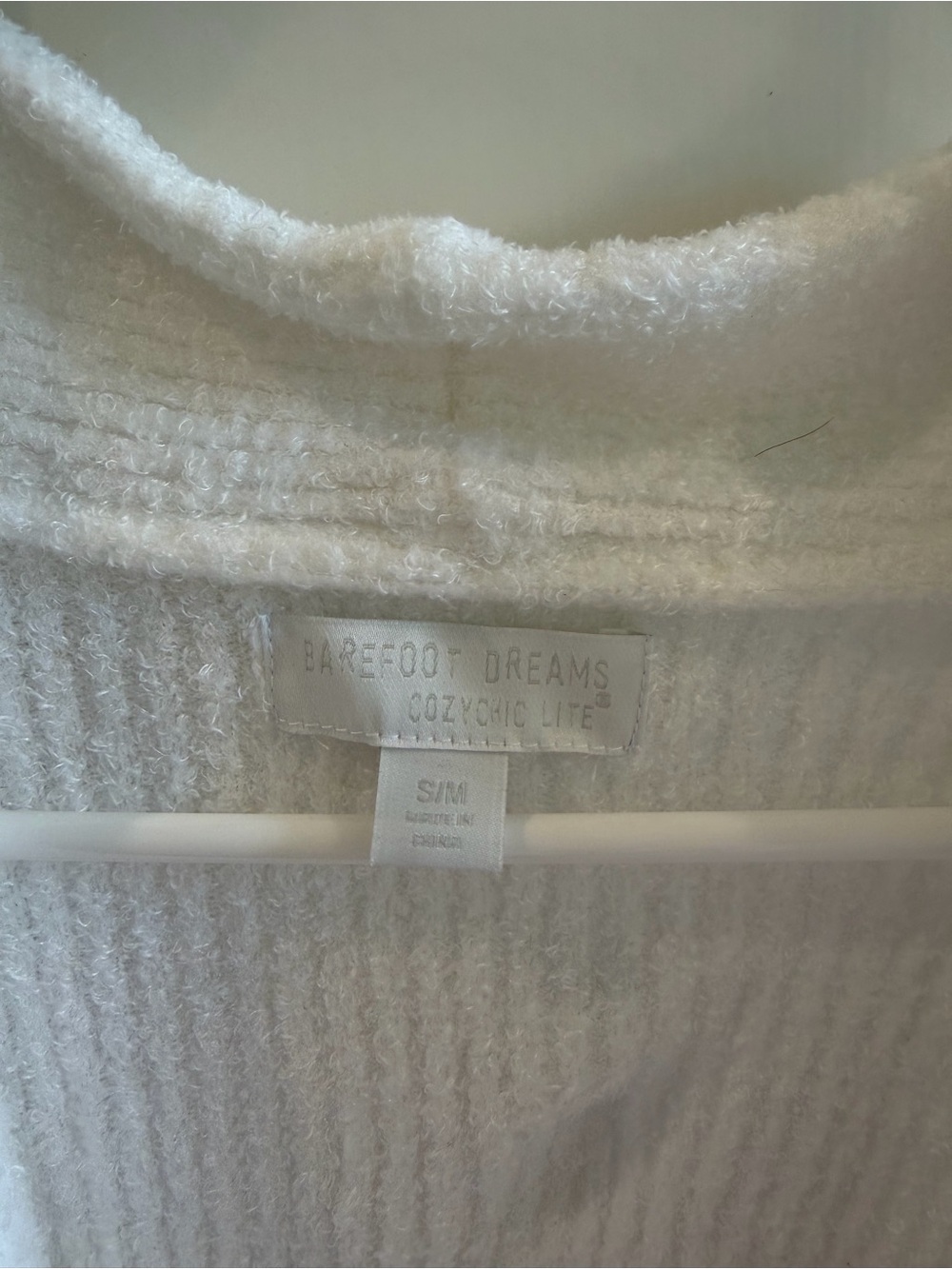 NWOT Barefoot Dreams CozyChic Lite Rib-Knit Robe in White Size Small - Picture 5 of 7